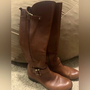 Brown Faux Leather Knee High Boots, 7.5